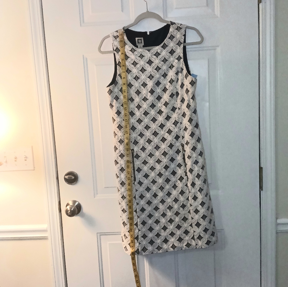 Anne Klein Women's Navy Blue And White Sleeveless Dress Size 12 - Picture 8 of 10